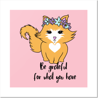 Gratitude cat Posters and Art